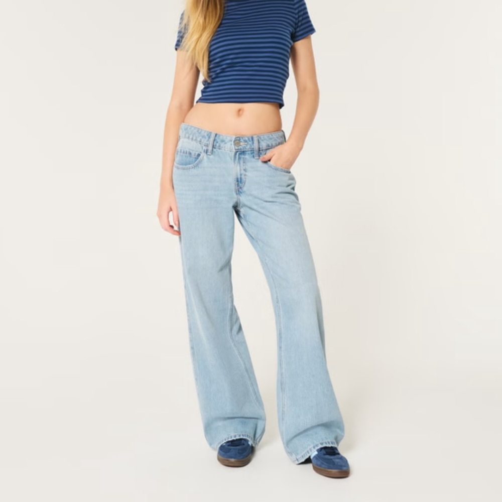 hollister low rise light wash baggy jeans